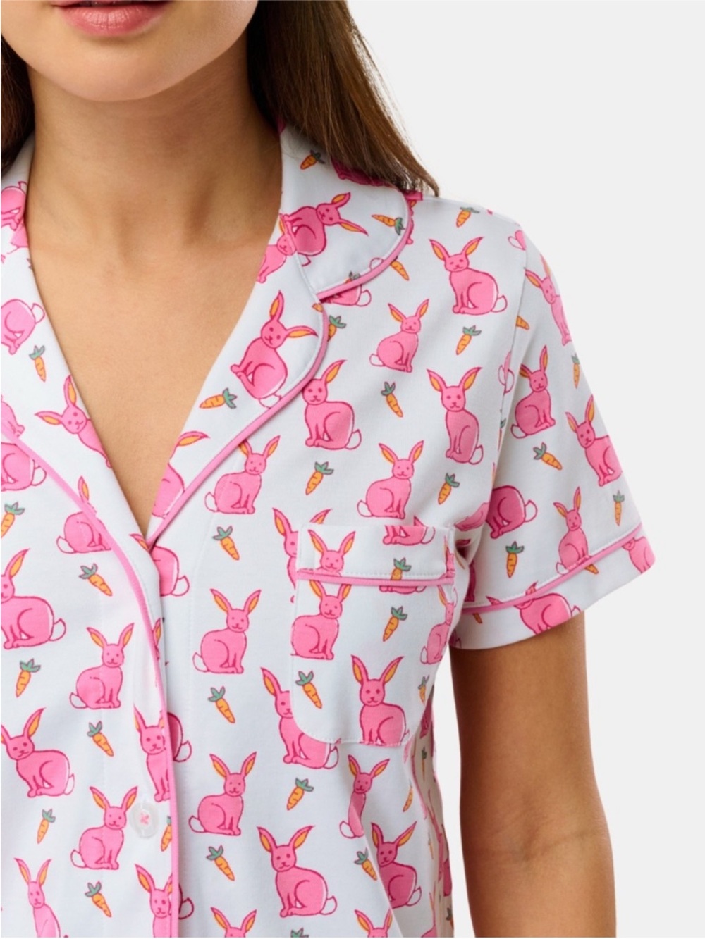 Roller Rabbit Pink Romy The Rabbit polo Pajama Set - Picture 2 of 4